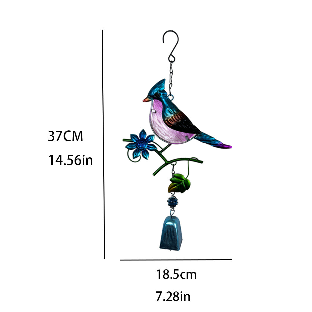 Wholesale Bird wrought iron glass painted wind chimes